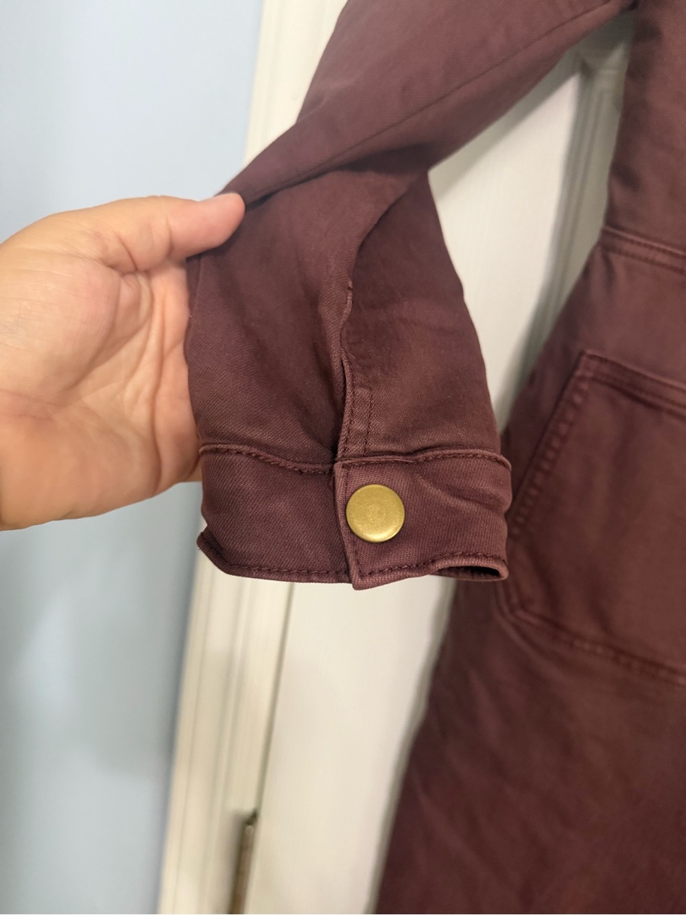 Free People Lennox Jumpsuit Sz  Small Utility Pockets Burgundy Brown Bitter Bark - Picture 7 of 15